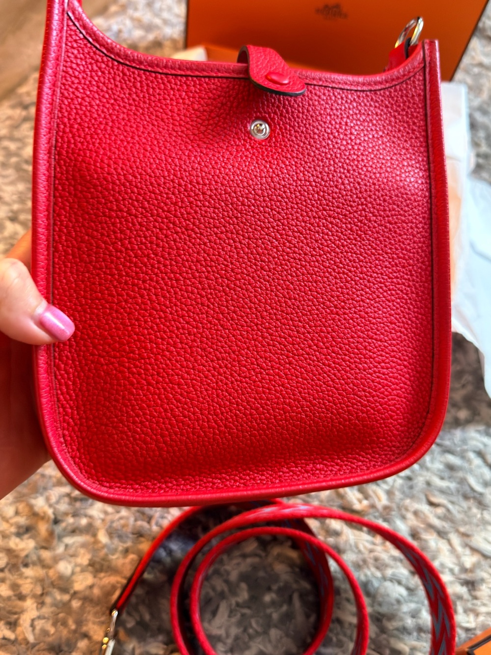 Authentic Hermes Evelyne TPM in Rouge PHW - Picture 12 of 16